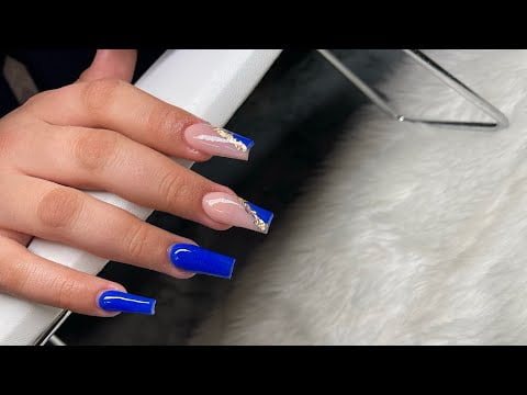Royal Blue Acrylic Nails | Chat with me ✨ #nailsforbeginners