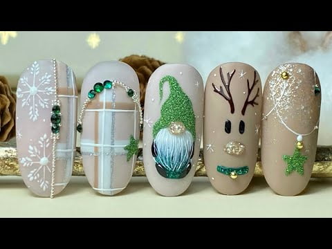 Easy Christmas Nail Art|Christmas Nail Art|Gnome Nail Art|Rudolph Nail Art|Modelones