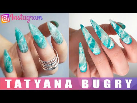 Instagram Manicure | Marble Design | How to Shape Stiletto Nails | Russian, Efile Manicure