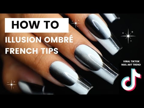 Viral illusion ombré French tip nail art tutorial | trying TikTok nail designs
