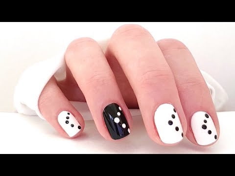 Easy Nail Art | Black and White Nail Designs without tools