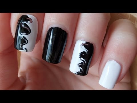 Black And White Swirl Nail Art Tutorial