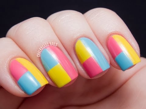 Springtime Color Block Tape Manicure