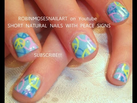 Easy Peace Sign Nails! Nail Art for beginners with short nails!