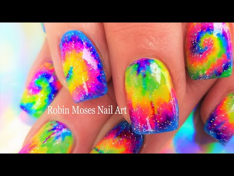 Tie Dye Nail Art | Rainbow Swirl Hand Painted Nails