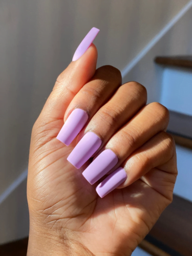 Lavender short acrylic nails